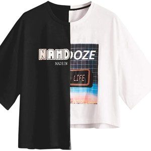 Zaful Color Block Asymmetrical T-shirt